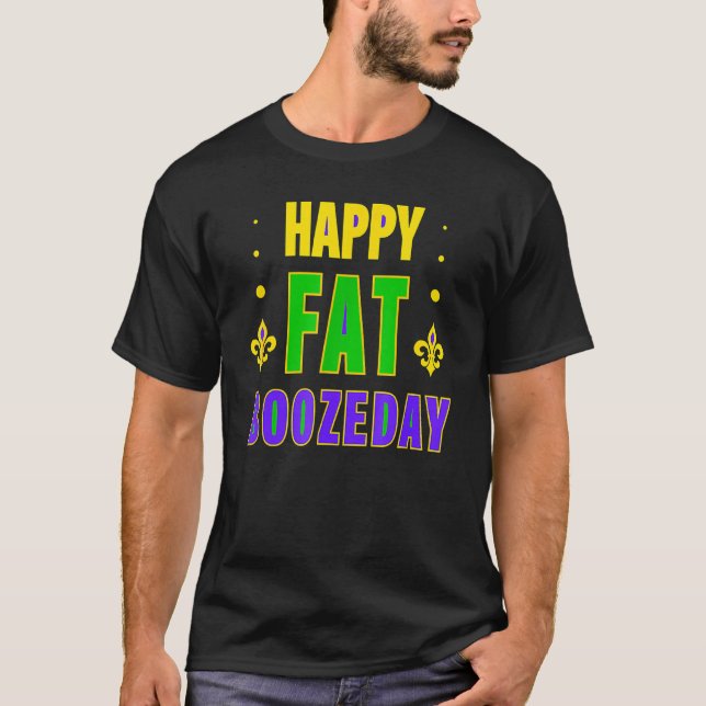 Camiseta Feliz Día de Grasa Boozeday Gracioso Mardi Gras (Anverso)