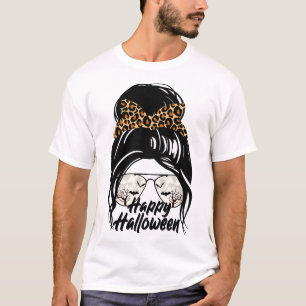 Camiseta Feliz día de Halloween 2021 Halloween Mamá Leopard