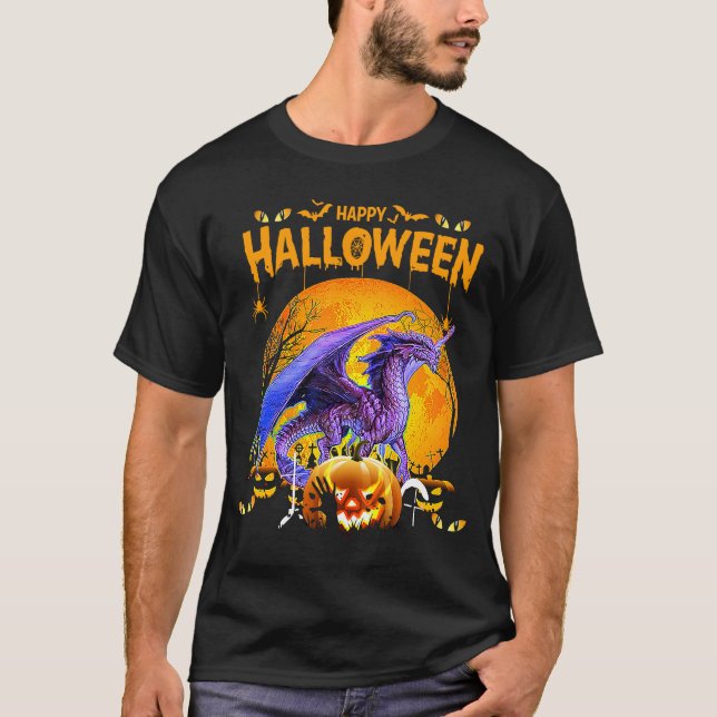 Camiseta Feliz Día de Halloween Dragon Disfraces de Calabaz (Anverso)