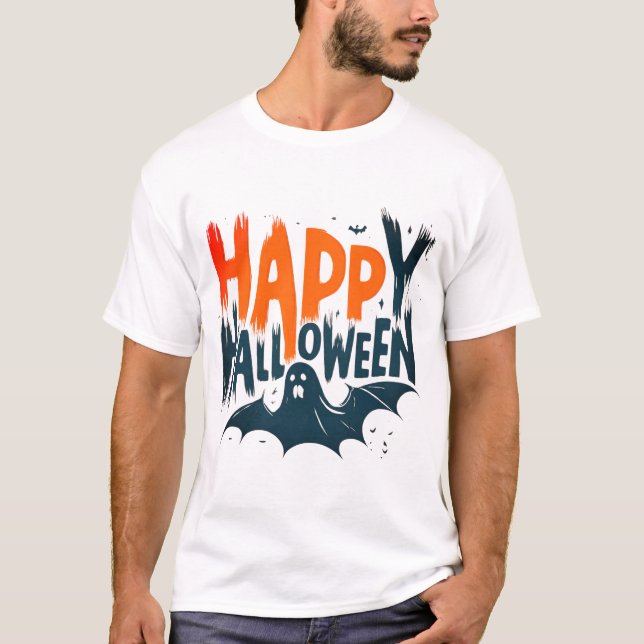 Camiseta Feliz Día de Halloween Fantasma Gráfica Scary Spoo (Anverso)