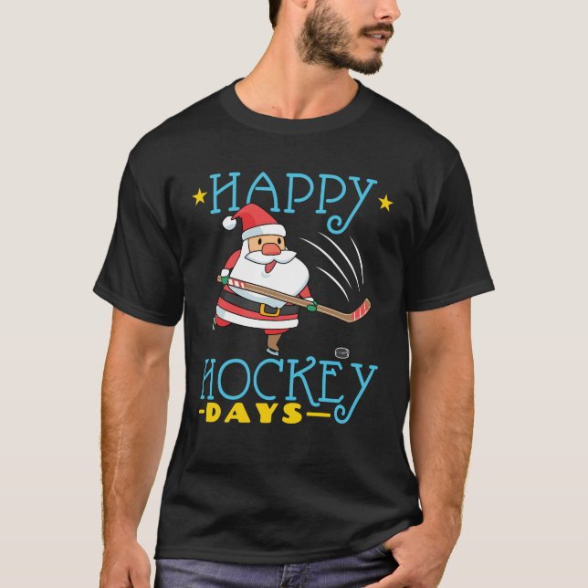 Camiseta Feliz Día de Hockey Navidades Santa (Anverso)