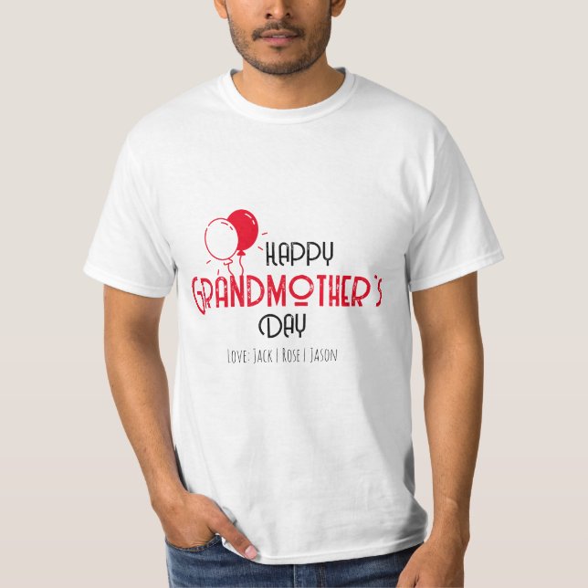 Camiseta Feliz Día de la Abuela con globos rojos (Anverso)