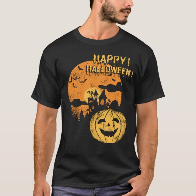 Camiseta Feliz Día de la Calabaza Funny Spooky Bat Scary (Anverso)
