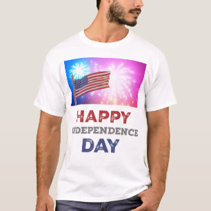 Camiseta Feliz Día de la Independencia Fuegos Artificiales