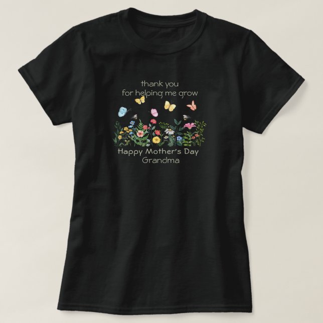Camiseta Feliz Día de la Madre Abuela Floral acuarela (Diseño del anverso)