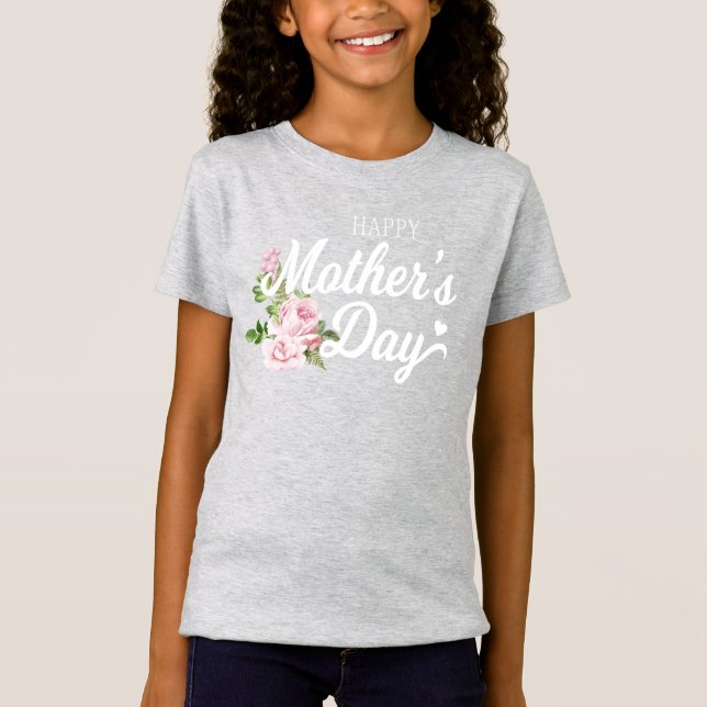 Camiseta Feliz día de la madre con rosas rosas rosas rosas  (Anverso)