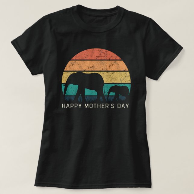 Camiseta Feliz día de la madre, elefante de la mamá y elefa (Diseño del anverso)
