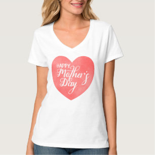 Camiseta Feliz día de la madre en el corazón rosa, acuarela