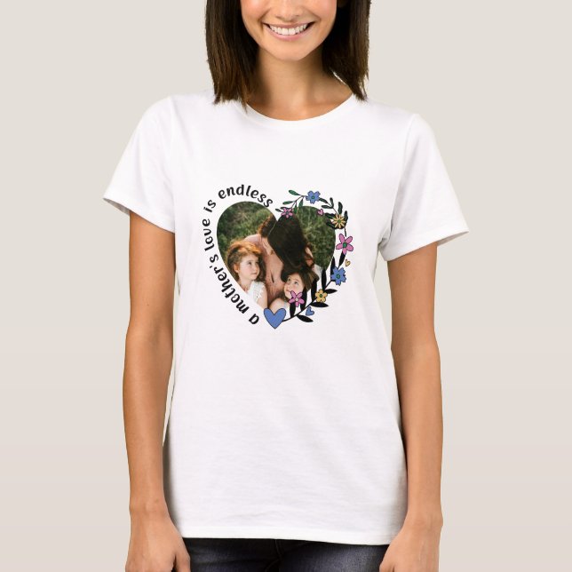 Camiseta Feliz Día de la Madre Personalizado foto de corazó (Anverso)
