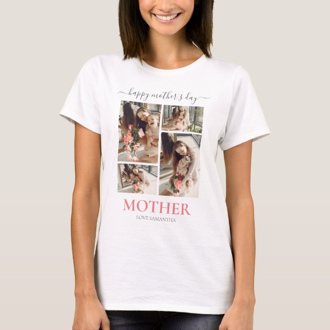 Camiseta Feliz Día de la Madre Simple Guión Moderno Cuatro  (Anverso)