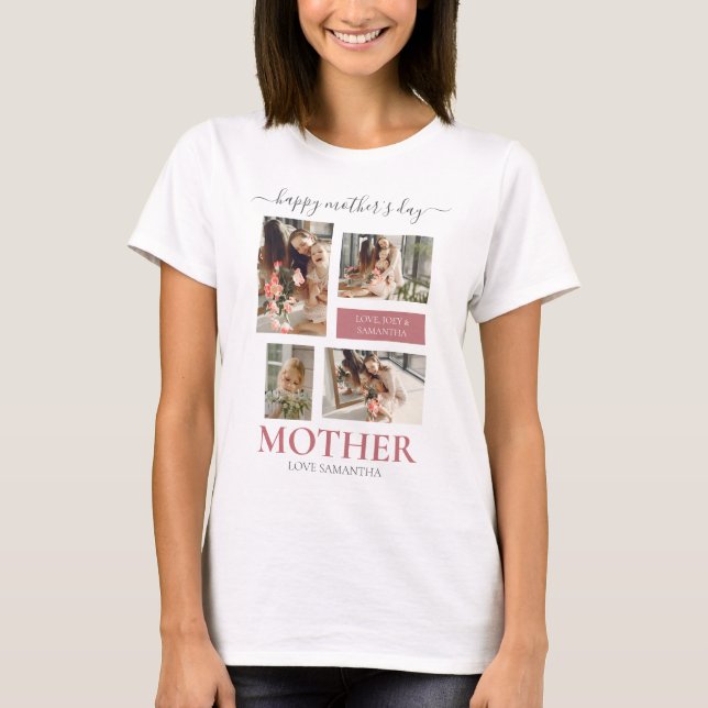Camiseta Feliz Día de la Madre Simple Guión Moderno Cuatro  (Anverso)