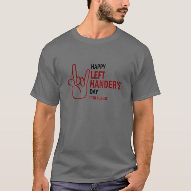 Camiseta Feliz Día de la Mano de la Izquierda Funny dejó Ha (Anverso)