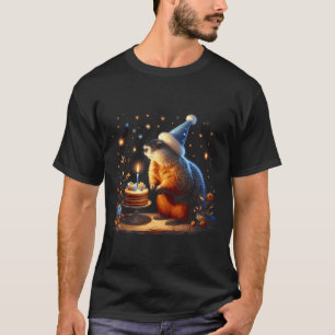 Camiseta Feliz día de la marmota Marmota con pastel de cump