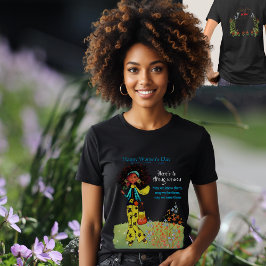 Camiseta Feliz Día de la Mujer Cita Fuerte Mujer Doble Negr