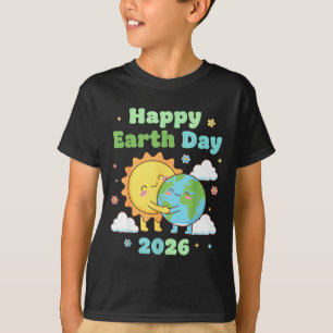 Camiseta Feliz día de la tierra 2026 diseño lindo del sol a
