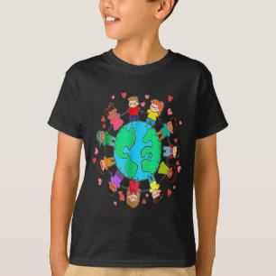 Camiseta Feliz Día de la Tierra Niños de Todo el Mundo