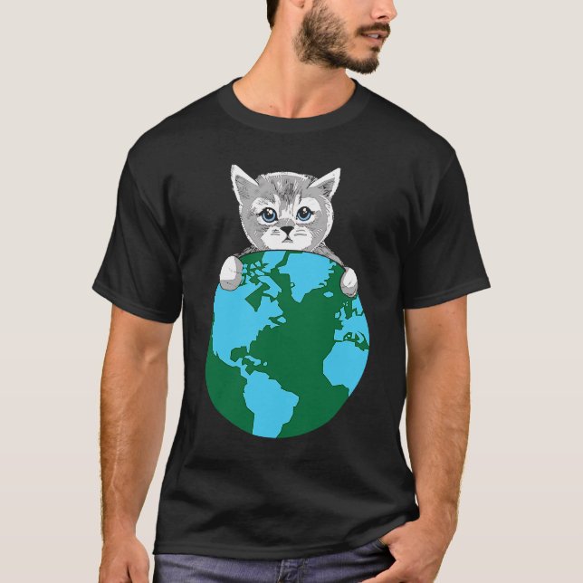 Camiseta Feliz Día de la Tierra para Proteger al Gato Cután (Anverso)