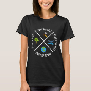 Camiseta Feliz Día de la Tierra Plantas Árboles Mares limpi