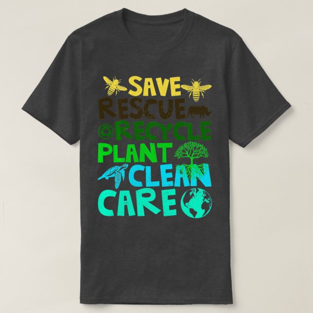 Camiseta Feliz Día de la Tierra Salven a las abejas Rescate (Diseño del anverso)