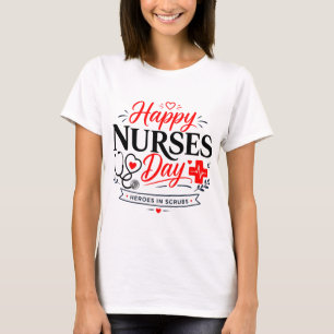 Camiseta Feliz día de las enfermeras héroes con matorrales