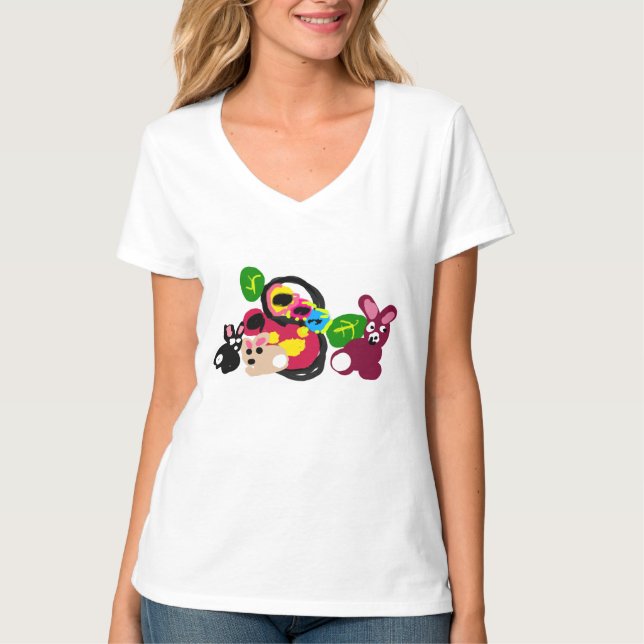 Camiseta Feliz día de las madres conejitos y conejo  (Anverso)