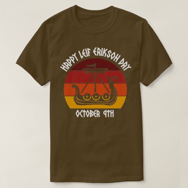 Camiseta Feliz Día de Leif Erikson Vikings Sunset 2 (Diseño del anverso)