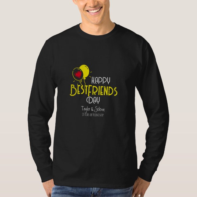 Camiseta Feliz Día de los Mejores Amigos con Globos y Nombr (Anverso)