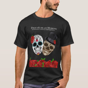 Camiseta Feliz Día de los Muertos Azúcar Skules Rojos