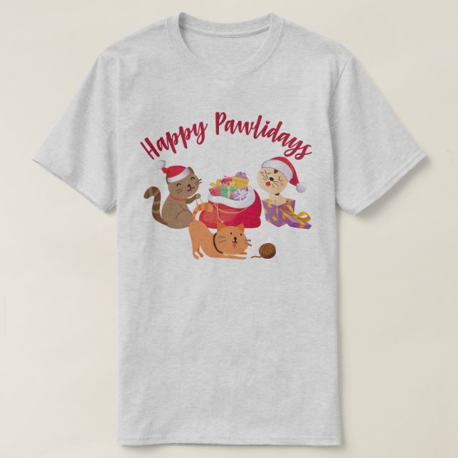 Camiseta Feliz Día de los Navidades Fiesta de gatos (Diseño del anverso)