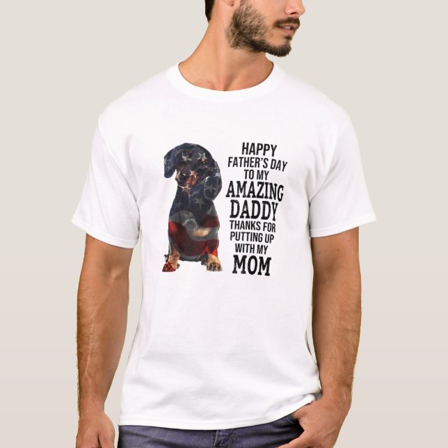 Camiseta Feliz Día De Los Padres A Mi Increíble Papá Dachsh (Anverso)