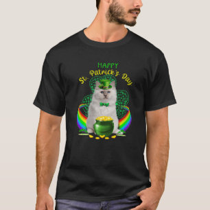 Camiseta Feliz Día de los Patrocinadores Gato Blanco Leprec