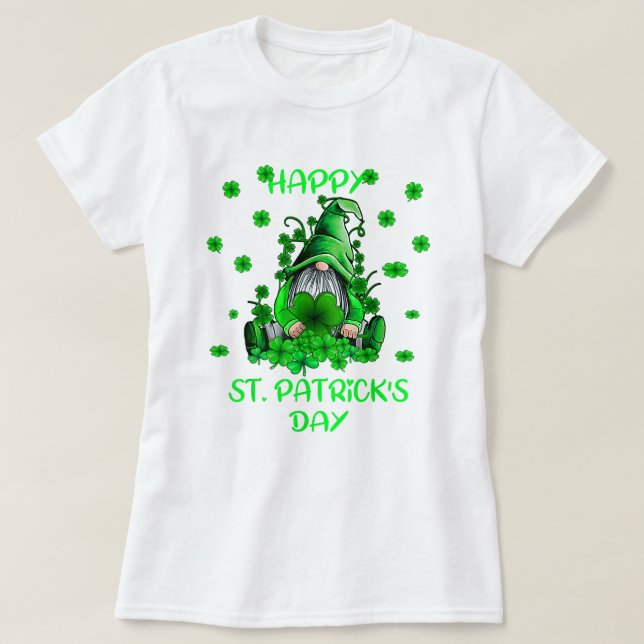 Camiseta Feliz Día de los Patrones Gnome Adorable (Diseño del anverso)