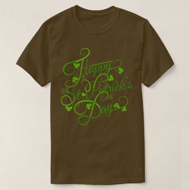 Camiseta Feliz Día de los Patrones ST y shamrock (Diseño del anverso)