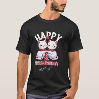 Camiseta Feliz Día de Meowentines Gracioso Cuato Parejas de