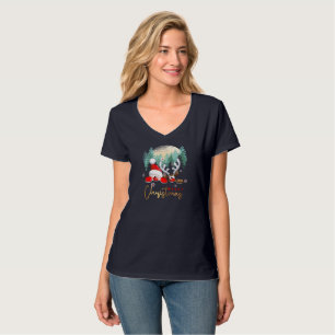 Camiseta Feliz Día de Navidad Cuello-V femenino