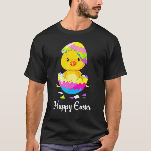 Camiseta Feliz Día de Pascua 2021 Chick con Huevo de Pascua (Anverso)