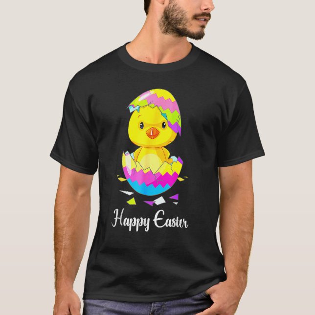 Camiseta Feliz Día de Pascua 2021 Chick con Huevo de Pascua (Anverso)