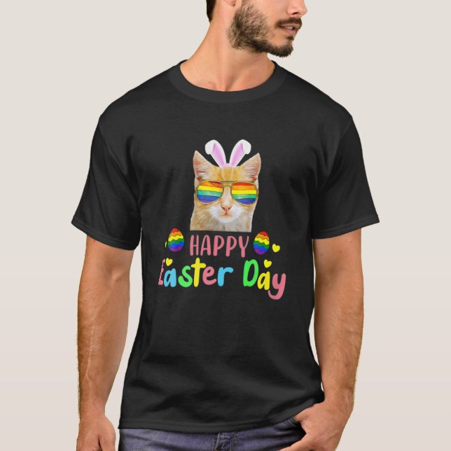 Camiseta Feliz Día de Pascua 2022 Huevos LGBT gatos (Anverso)
