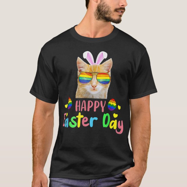 Camiseta Feliz Día de Pascua 2022 Huevos LGBT gatos  (Anverso)