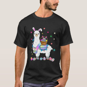 Camiseta Feliz Día de Pascua 2022 Llama Bunny trayendo huev