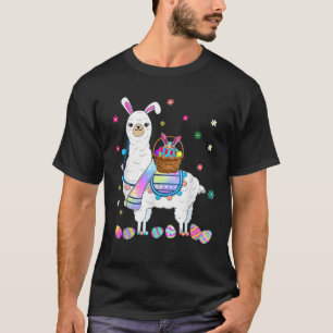 Camiseta Feliz Día de Pascua 2022 Llama Bunny trayendo huev