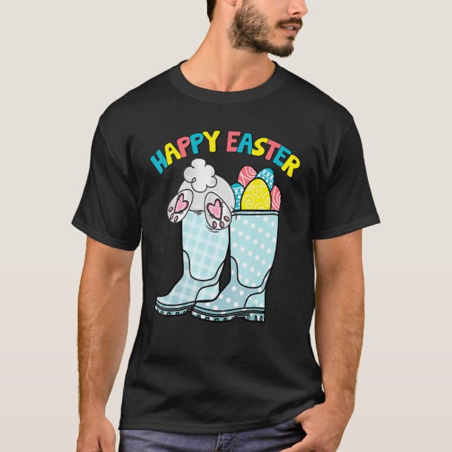 Camiseta Feliz Día de Pascua, Boots, niño cazador de huevos (Anverso)