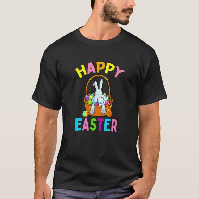 Camiseta Feliz Día de Pascua Bunny cazando huevos de chocol (Anverso)