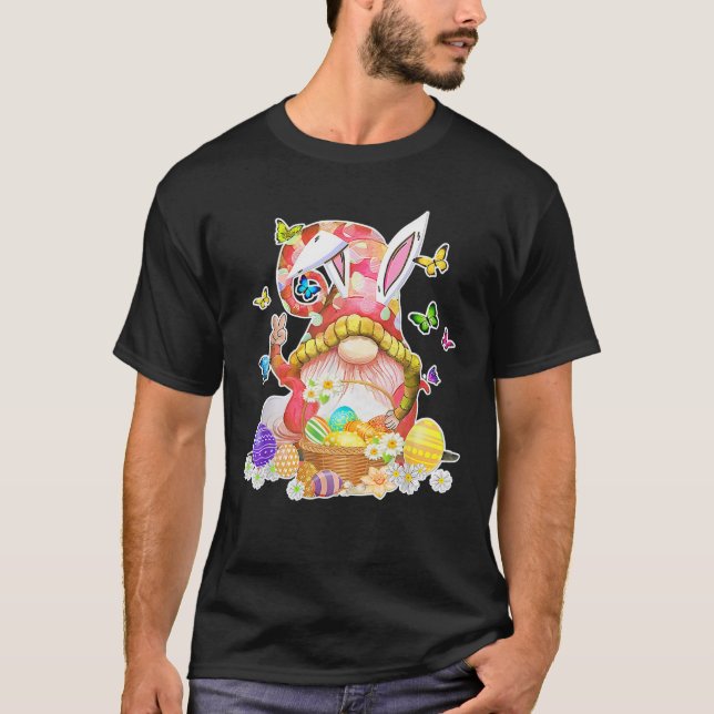 Camiseta Feliz Día de Pascua Bunny Gnome Semana Santa Caza  (Anverso)