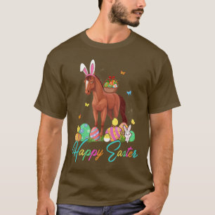 Camiseta Feliz Día de Pascua Bunny Horse Caza Huevo de Pasc