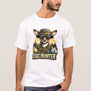 Camiseta Feliz día de Pascua Camo Divertido Cazando Chicos