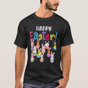 Camiseta Feliz Día de Pascua Colgando Animales De Granja De