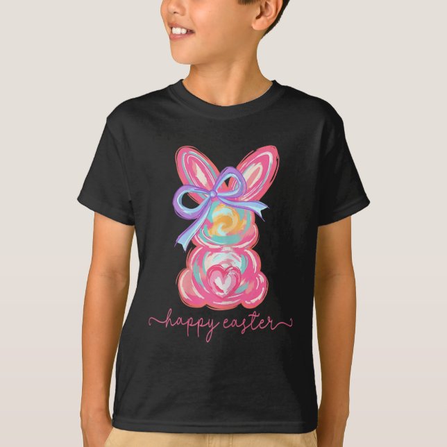Camiseta Feliz Día de Pascua Conejo Cepillo de Conejo Cepa  (Anverso)