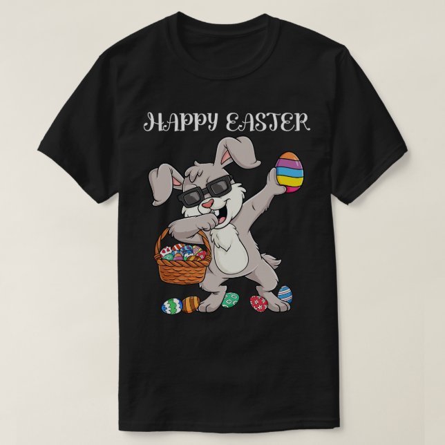 Camiseta Feliz Día de Pascua: Conejo de Dabbing Eggs Chicas (Diseño del anverso)