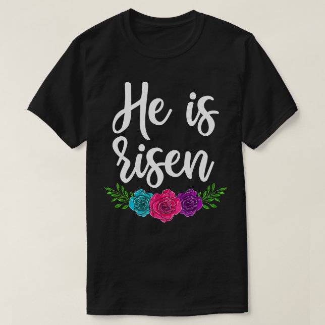 Camiseta Feliz Día de Pascua, Cristiano, Se Levanta Flo (Diseño del anverso)